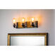 Arcadia 3 Light 22 inch MB Bath Light Wall Light in Matte Black with Gold